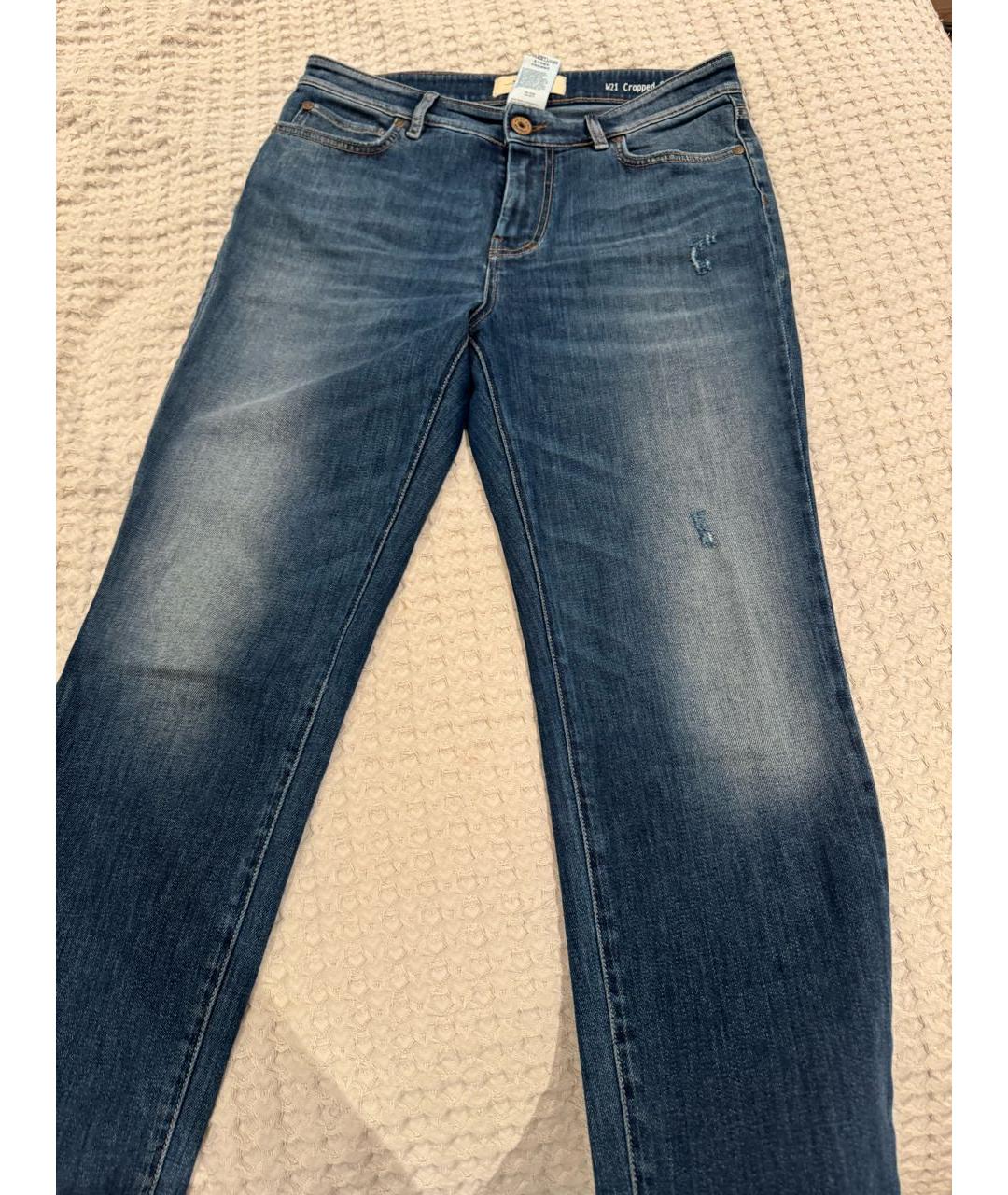 WEEKEND MAX MARA Темно-синие хлопковые джинсы слим, фото 8
