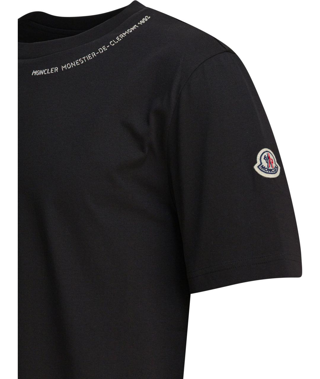 MONCLER Черная хлопковая футболка, фото 4