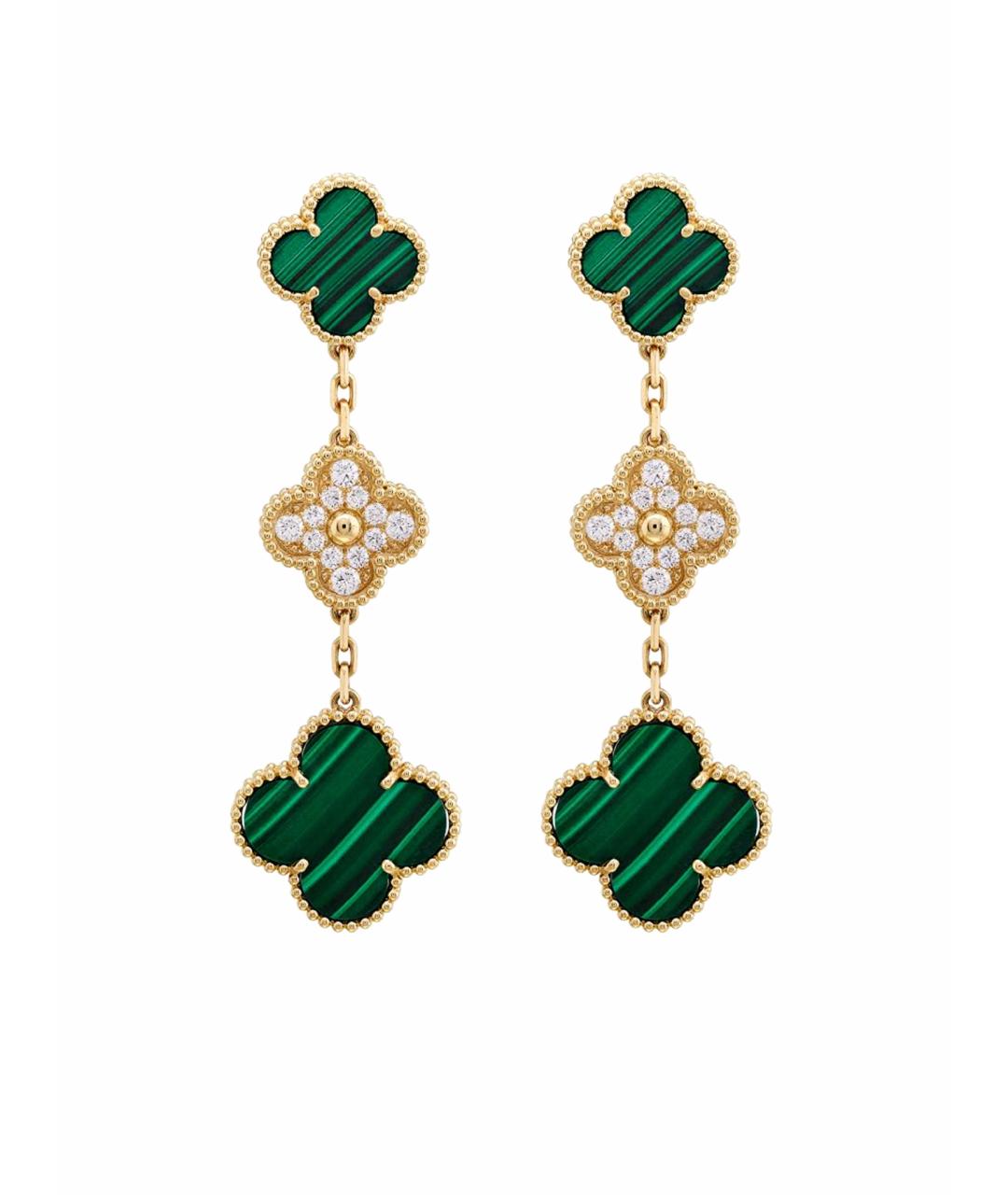 VAN CLEEF & ARPELS Зеленые серьги из желтого золота, фото 1