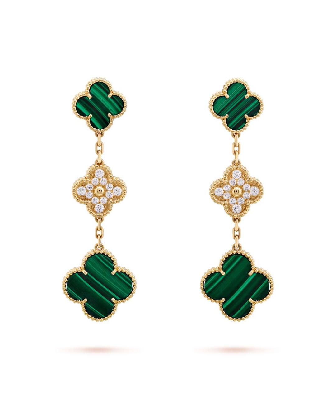 VAN CLEEF & ARPELS Зеленые серьги из желтого золота, фото 2