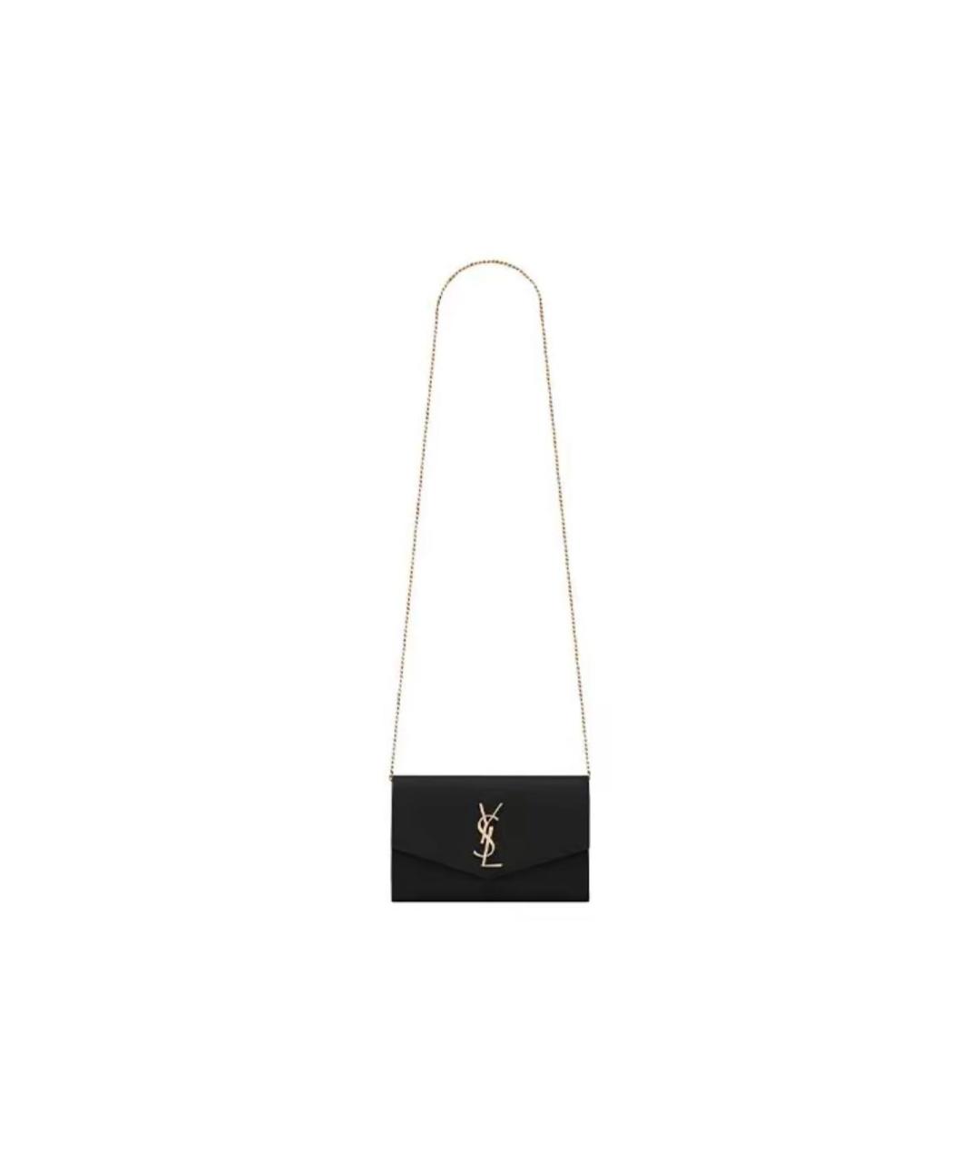 SAINT LAURENT Черная кожаная сумка на плечо, фото 2