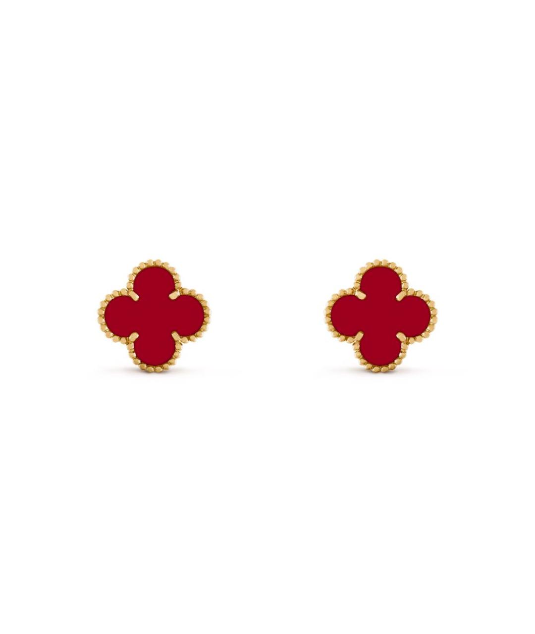 VAN CLEEF & ARPELS Бордовые серьги из желтого золота, фото 1