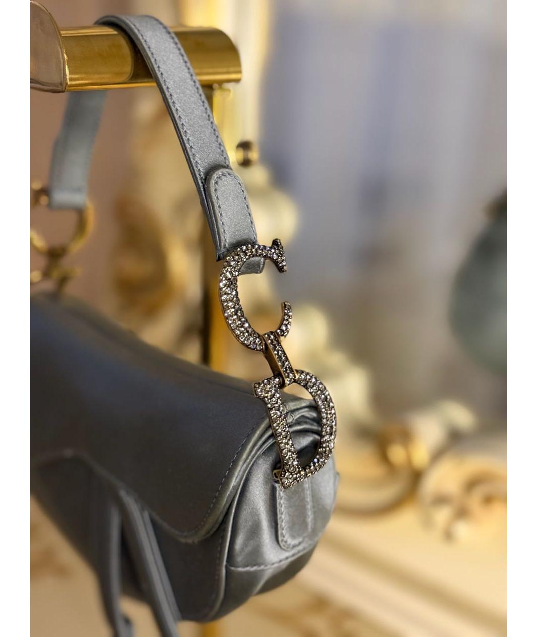 CHRISTIAN DIOR Серая шелковая сумка с короткими ручками, фото 5