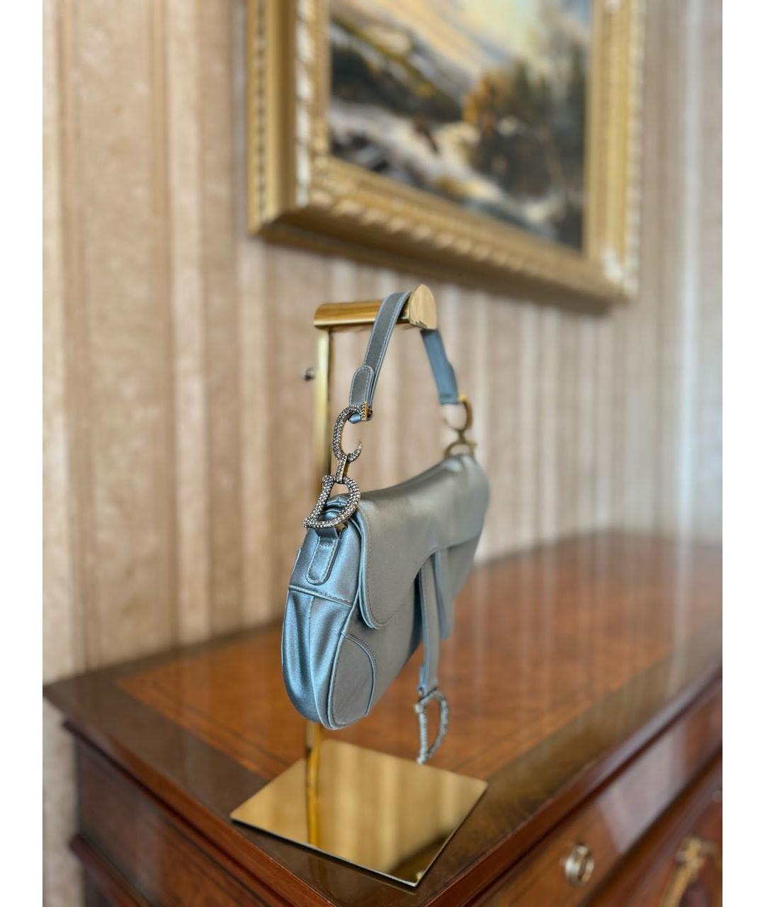 CHRISTIAN DIOR Серая шелковая сумка с короткими ручками, фото 5
