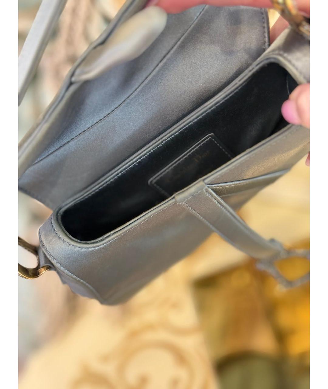 CHRISTIAN DIOR Серая шелковая сумка с короткими ручками, фото 7