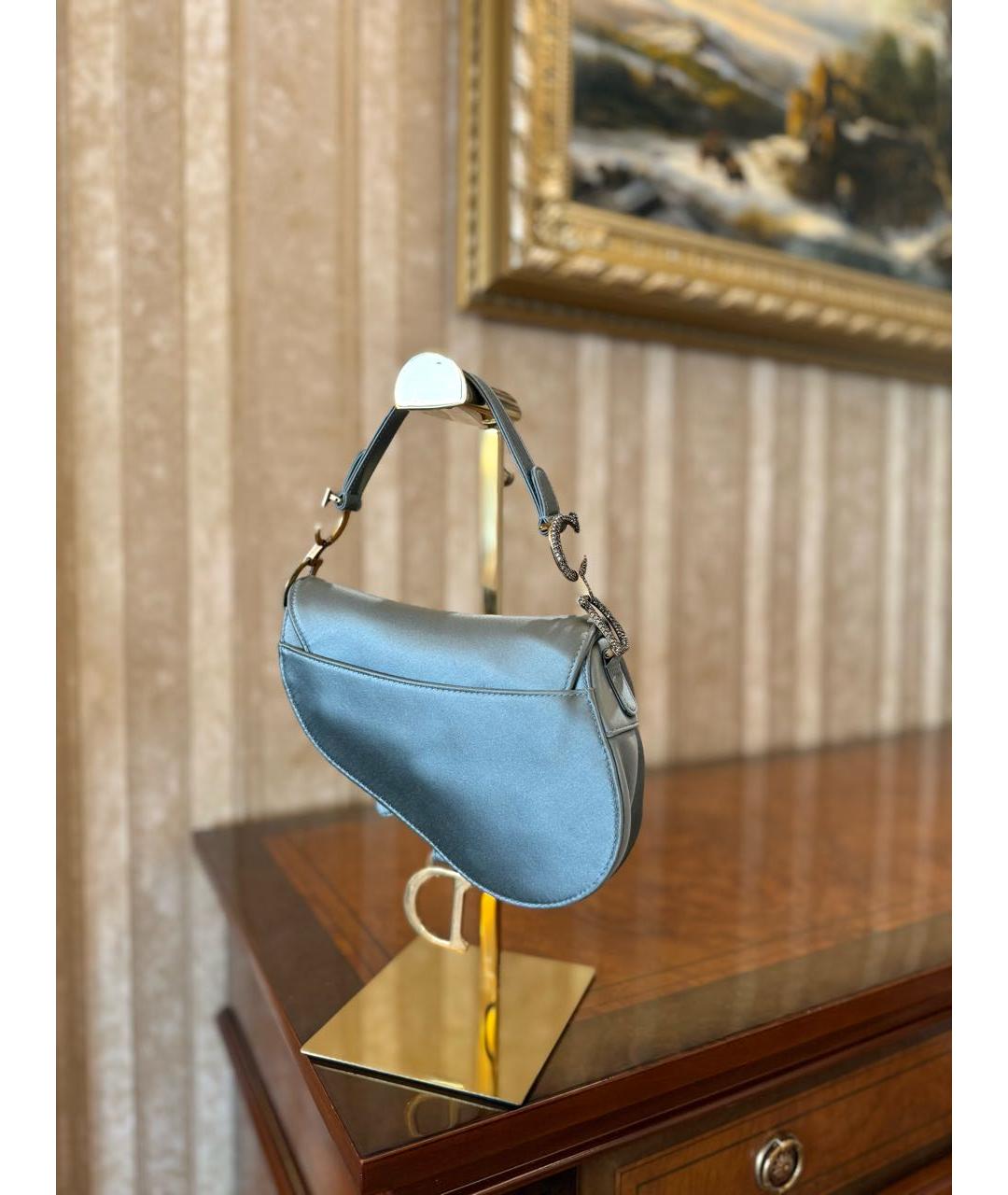 CHRISTIAN DIOR Серая шелковая сумка с короткими ручками, фото 8