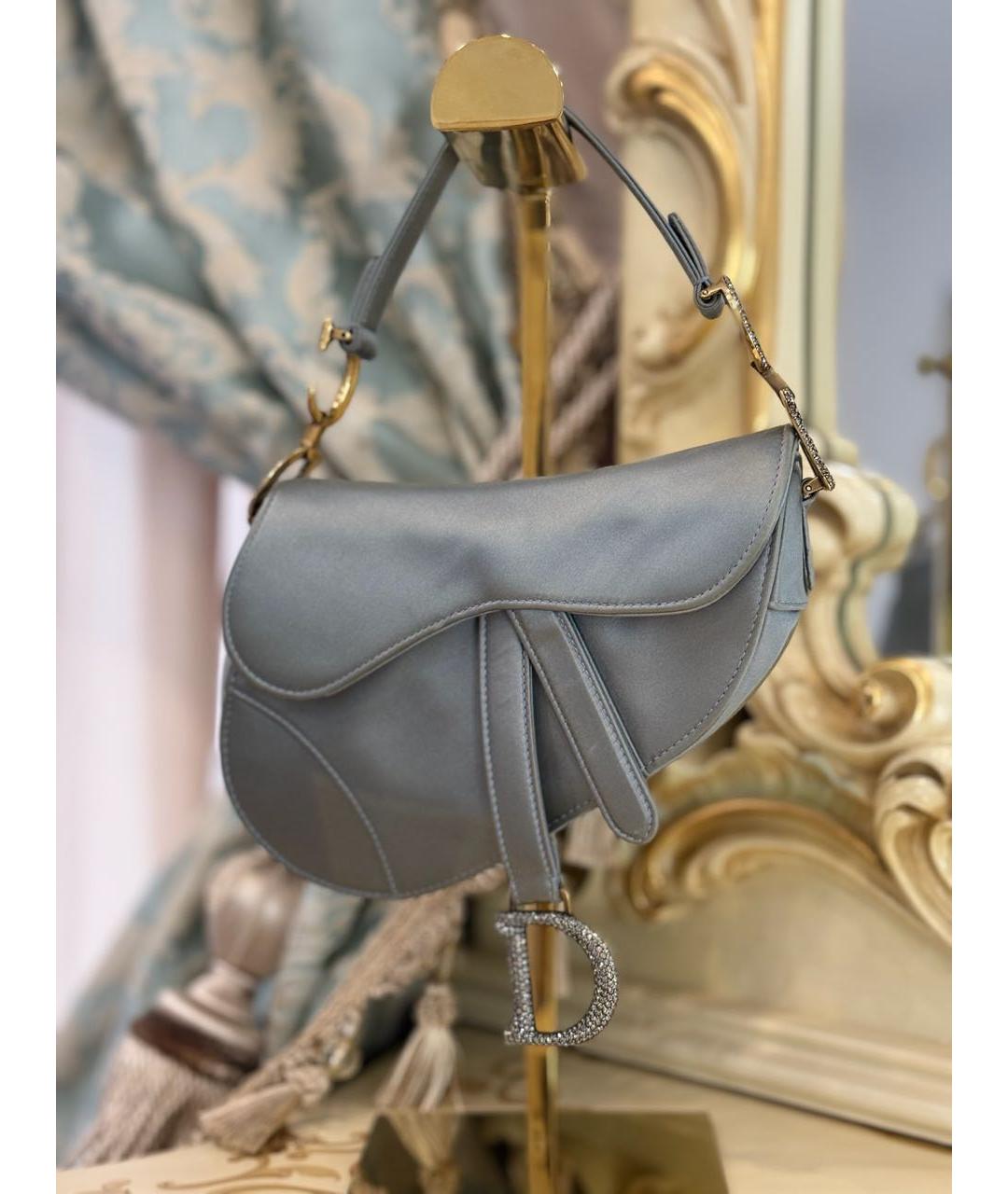 CHRISTIAN DIOR Серая шелковая сумка с короткими ручками, фото 3