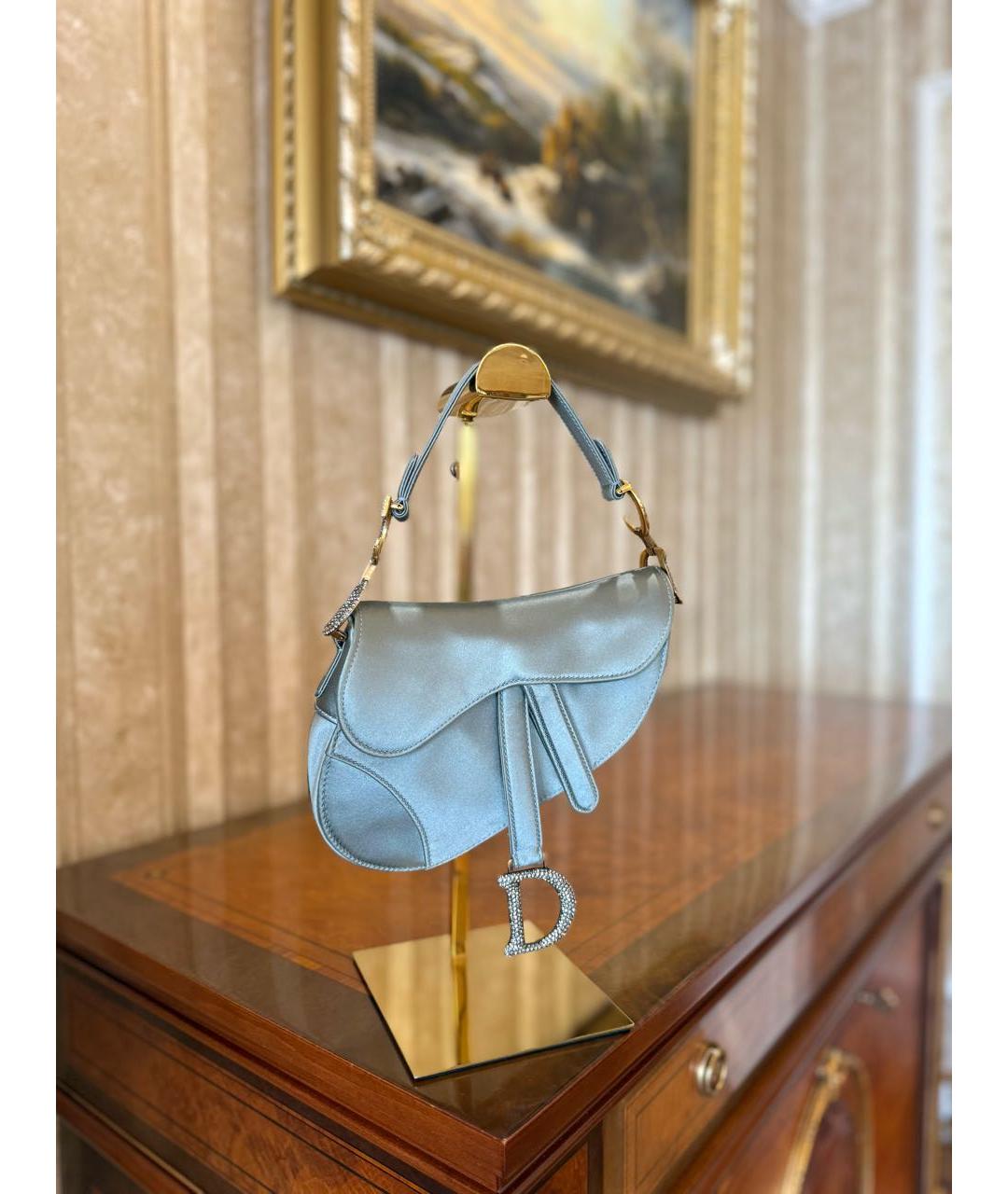 CHRISTIAN DIOR Серая шелковая сумка с короткими ручками, фото 4