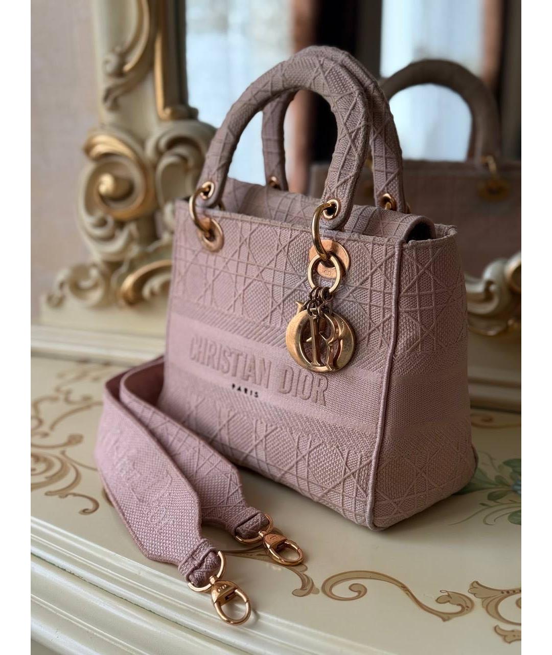 CHRISTIAN DIOR Розовая жаккардовая сумка с короткими ручками, фото 4