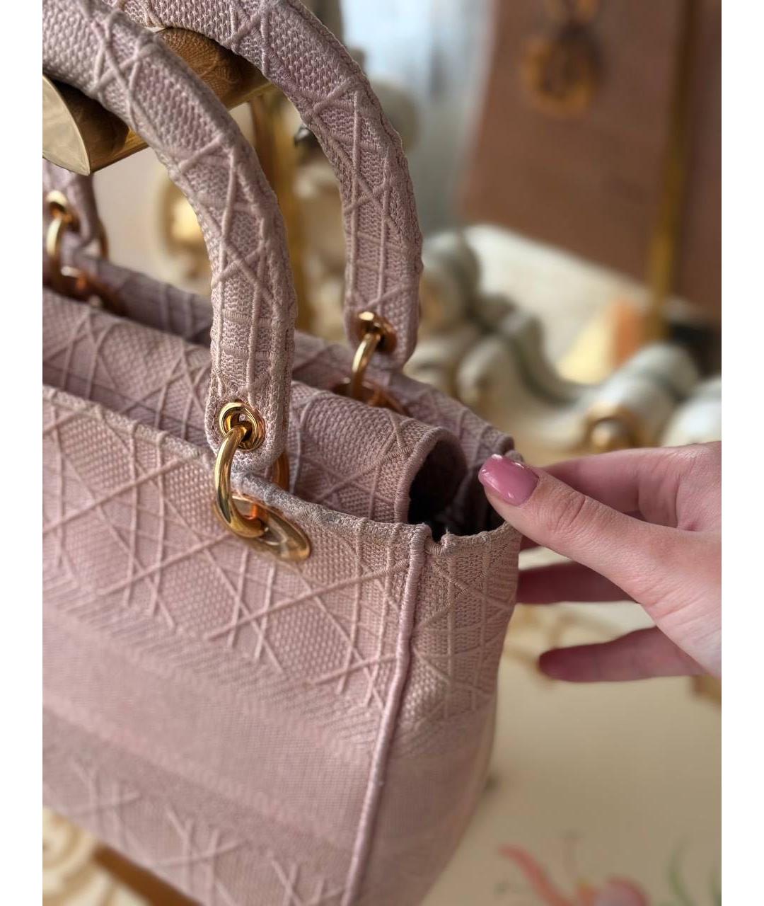 CHRISTIAN DIOR Розовая жаккардовая сумка с короткими ручками, фото 7