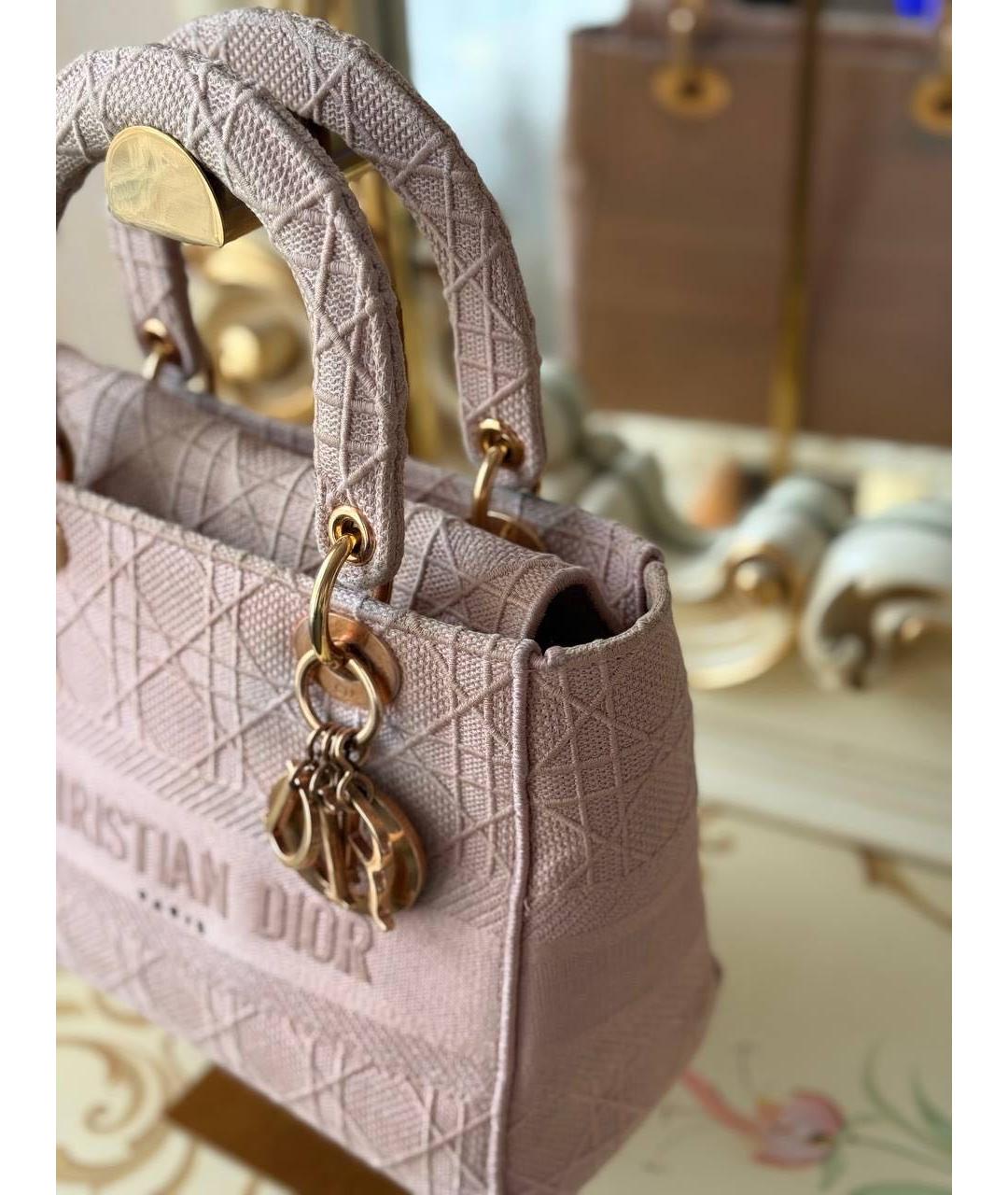 CHRISTIAN DIOR Розовая жаккардовая сумка с короткими ручками, фото 6