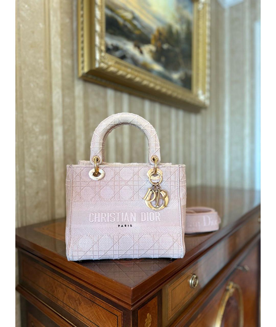 CHRISTIAN DIOR Розовая жаккардовая сумка с короткими ручками, фото 2