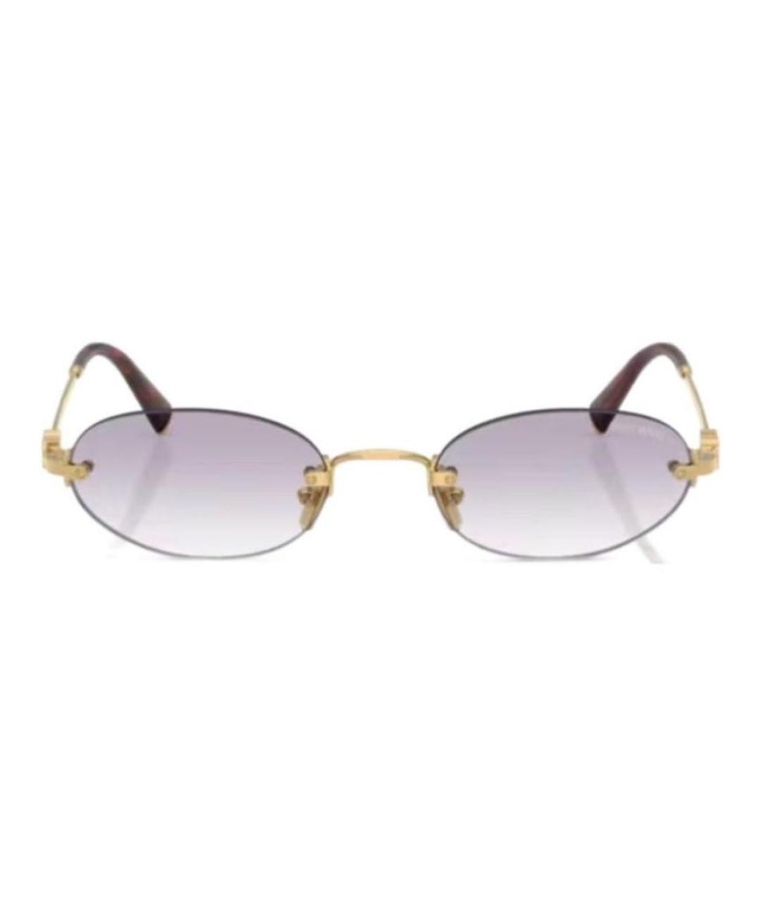 MIU MIU Золотые металлические солнцезащитные очки, фото 2