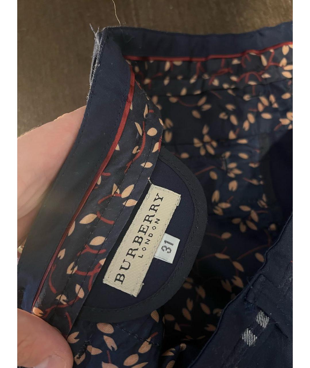 BURBERRY Темно-синие полиэстеровые повседневные брюки, фото 4