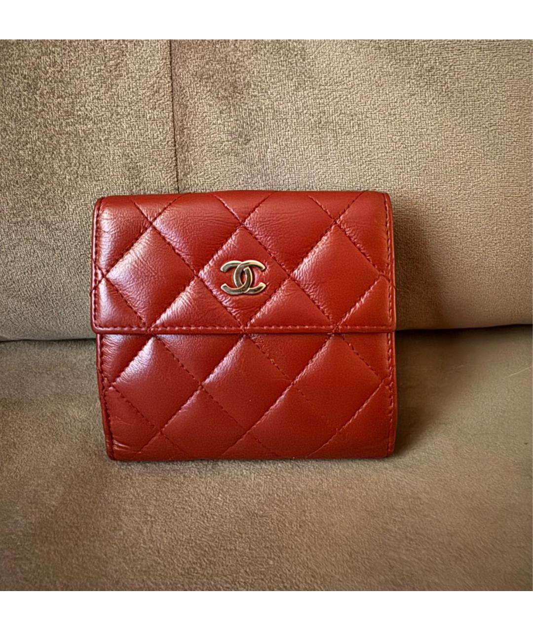CHANEL Красный кожаный кошелек, фото 9