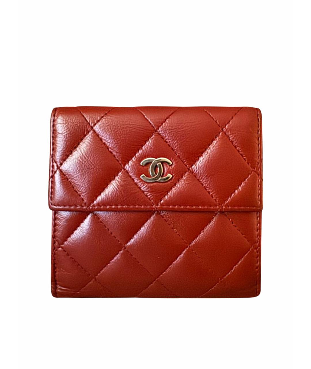CHANEL Красный кожаный кошелек, фото 1
