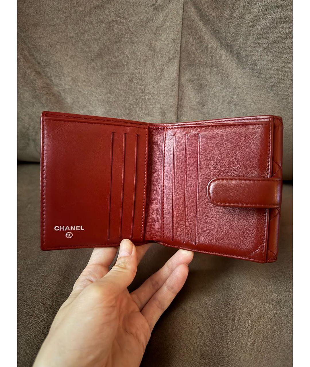 CHANEL Красный кожаный кошелек, фото 3