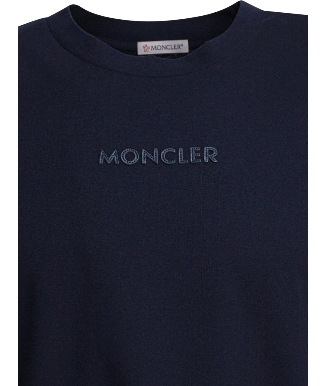MONCLER Синяя хлопковая футболка, фото 3