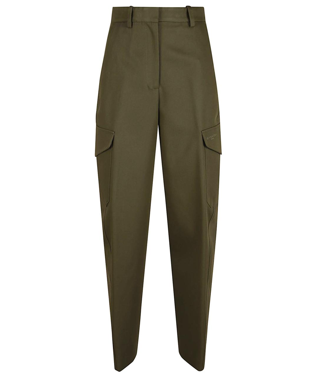 GIVENCHY Хаки хлопковые прямые брюки, фото 1