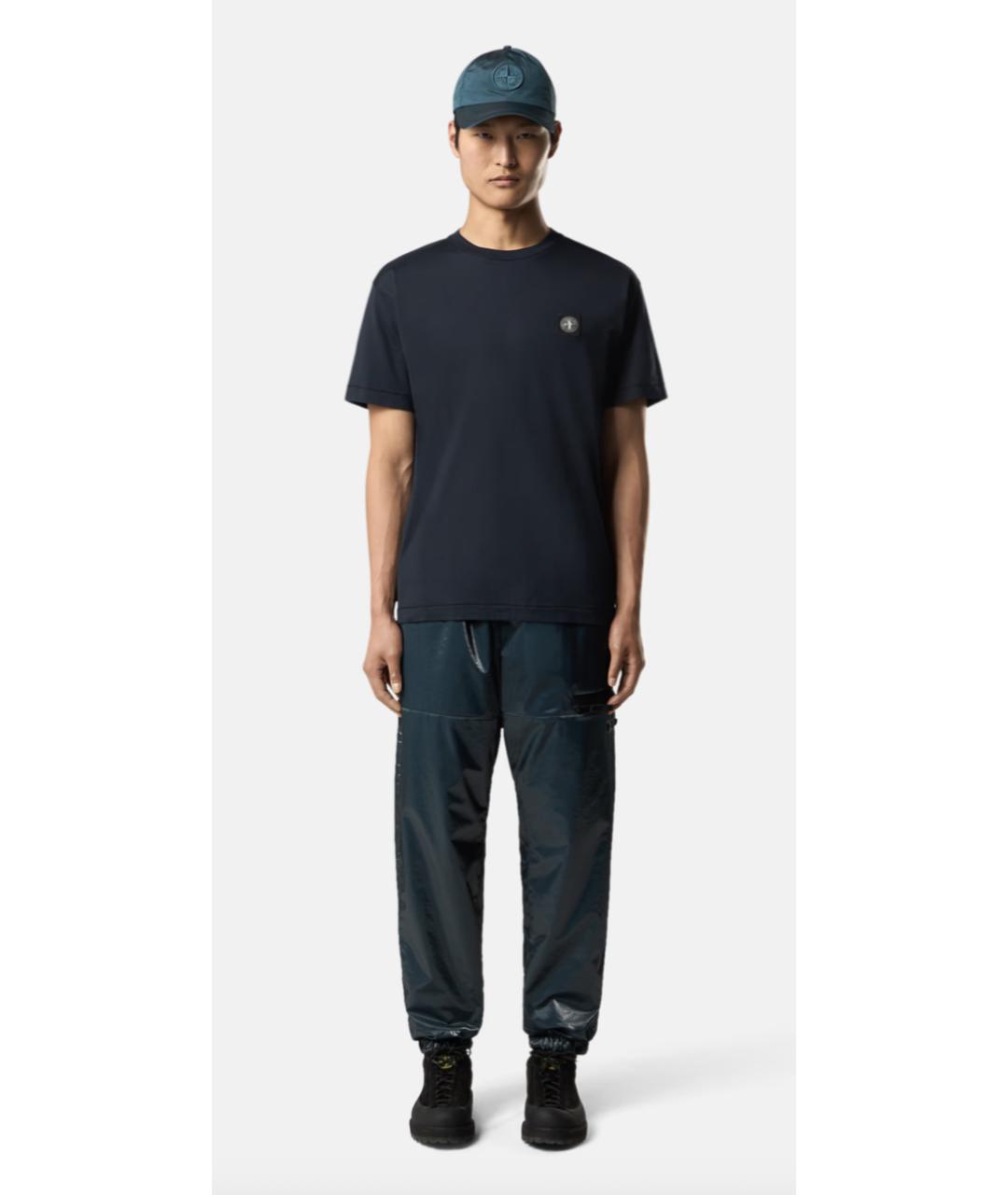 STONE ISLAND Синяя хлопковая футболка, фото 2