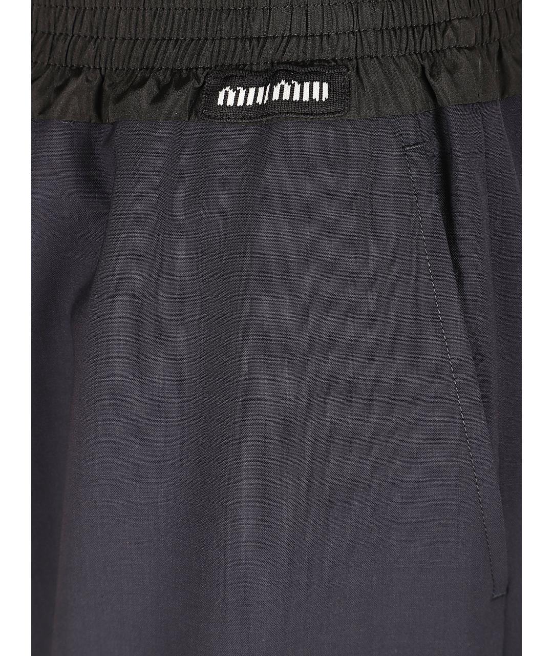 MIU MIU Темно-синие шерстяные прямые брюки, фото 2