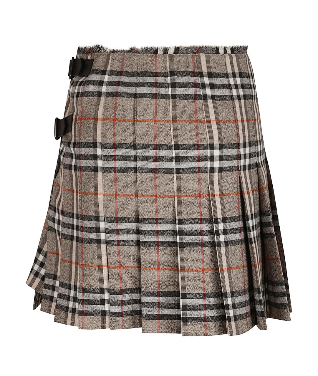 BURBERRY Бежевая шерстяная юбка мини, фото 3