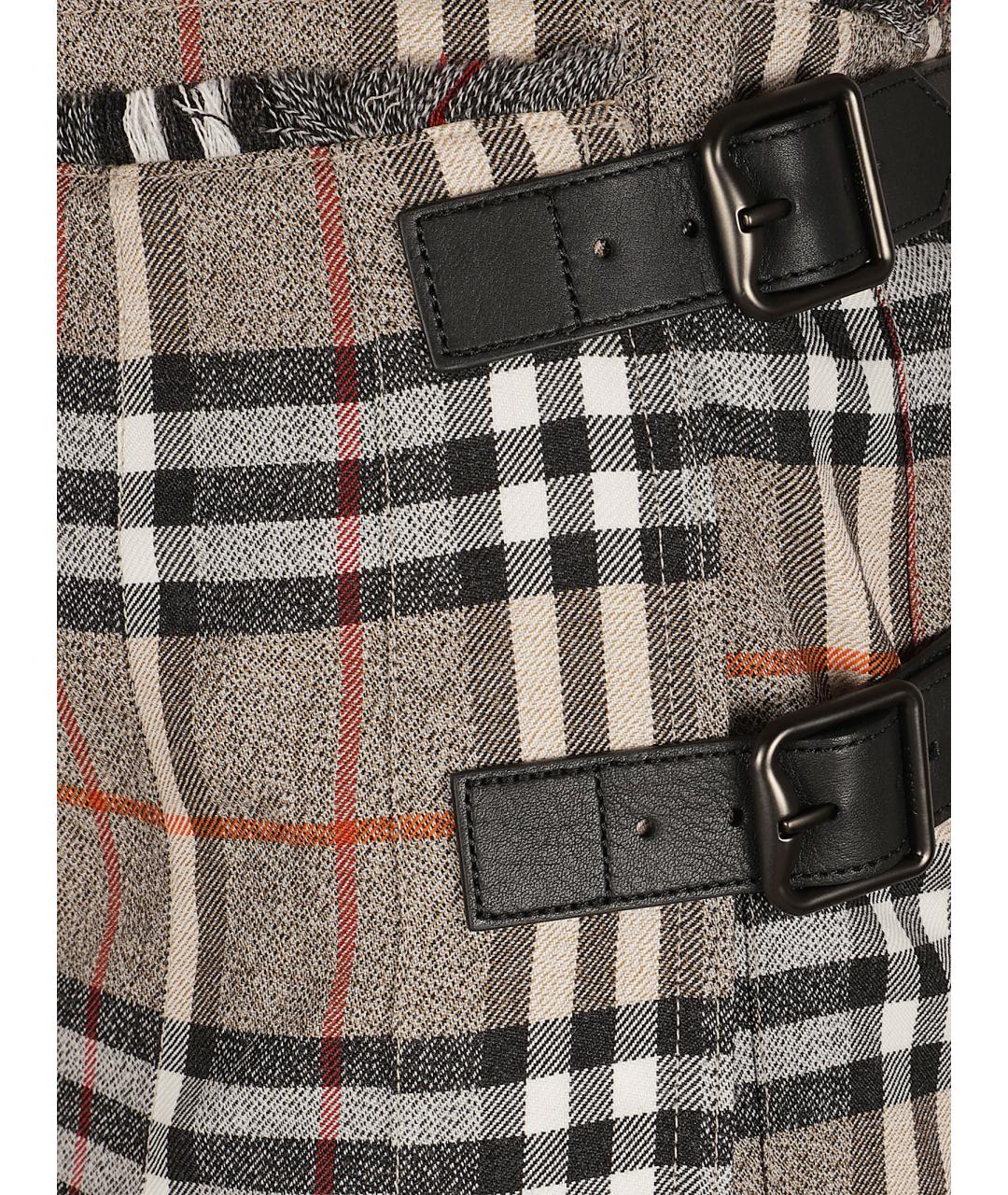 BURBERRY Бежевая шерстяная юбка мини, фото 2