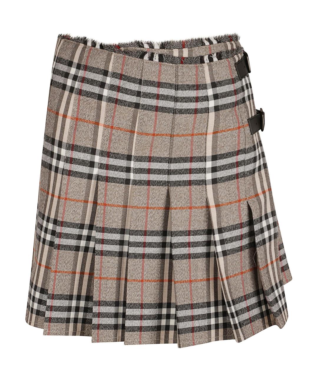 BURBERRY Бежевая шерстяная юбка мини, фото 1