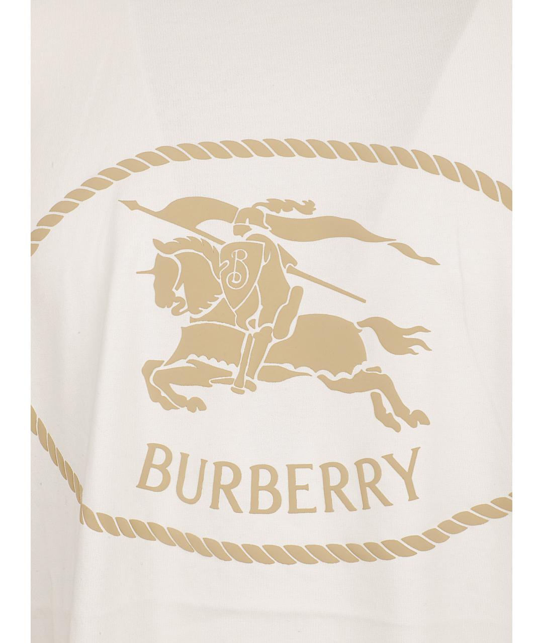 BURBERRY Белая хлопковая футболка, фото 2