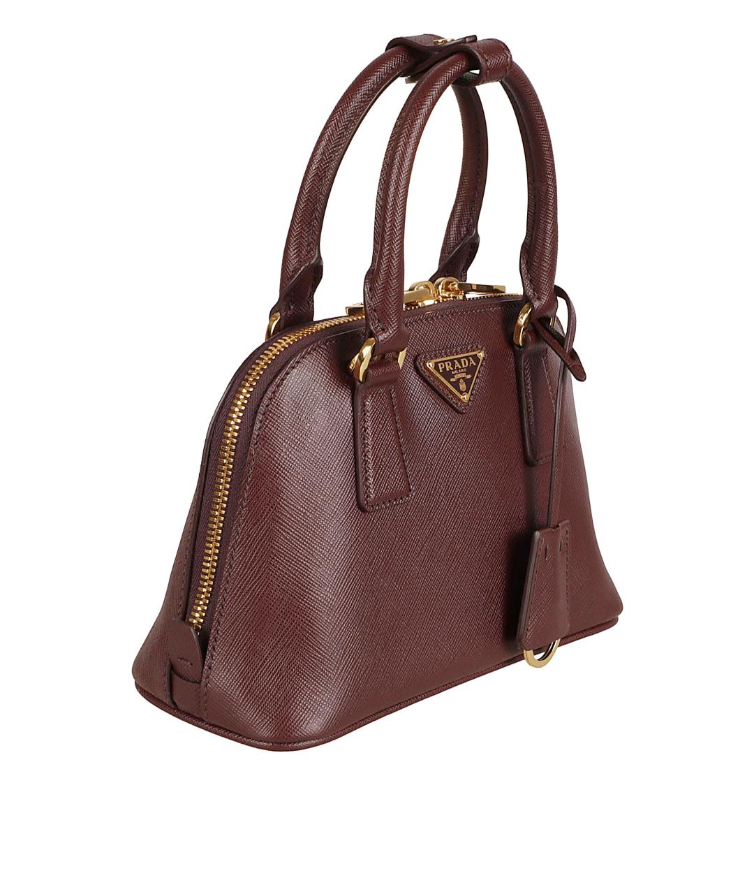 PRADA Бордовая кожаная сумка тоут, фото 3