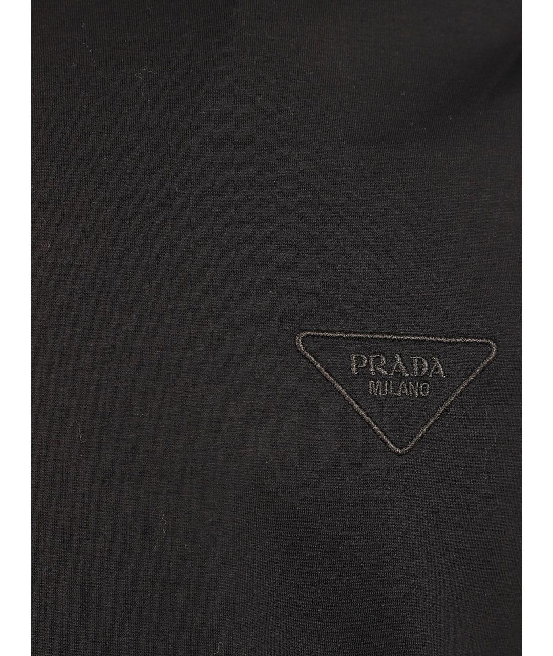 PRADA Черная хлопко-эластановая футболка, фото 2