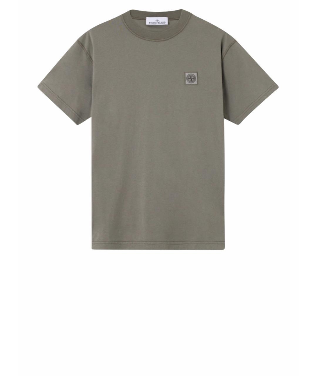 STONE ISLAND Серая хлопковая футболка, фото 1