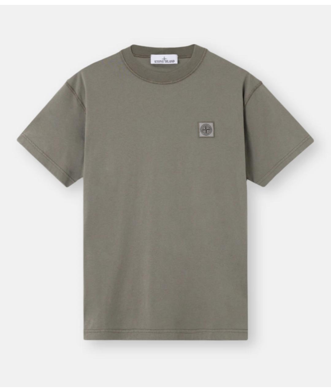 STONE ISLAND Серая хлопковая футболка, фото 4