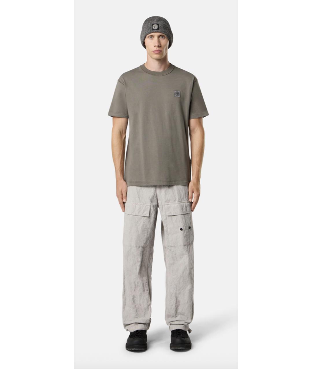 STONE ISLAND Серая хлопковая футболка, фото 2