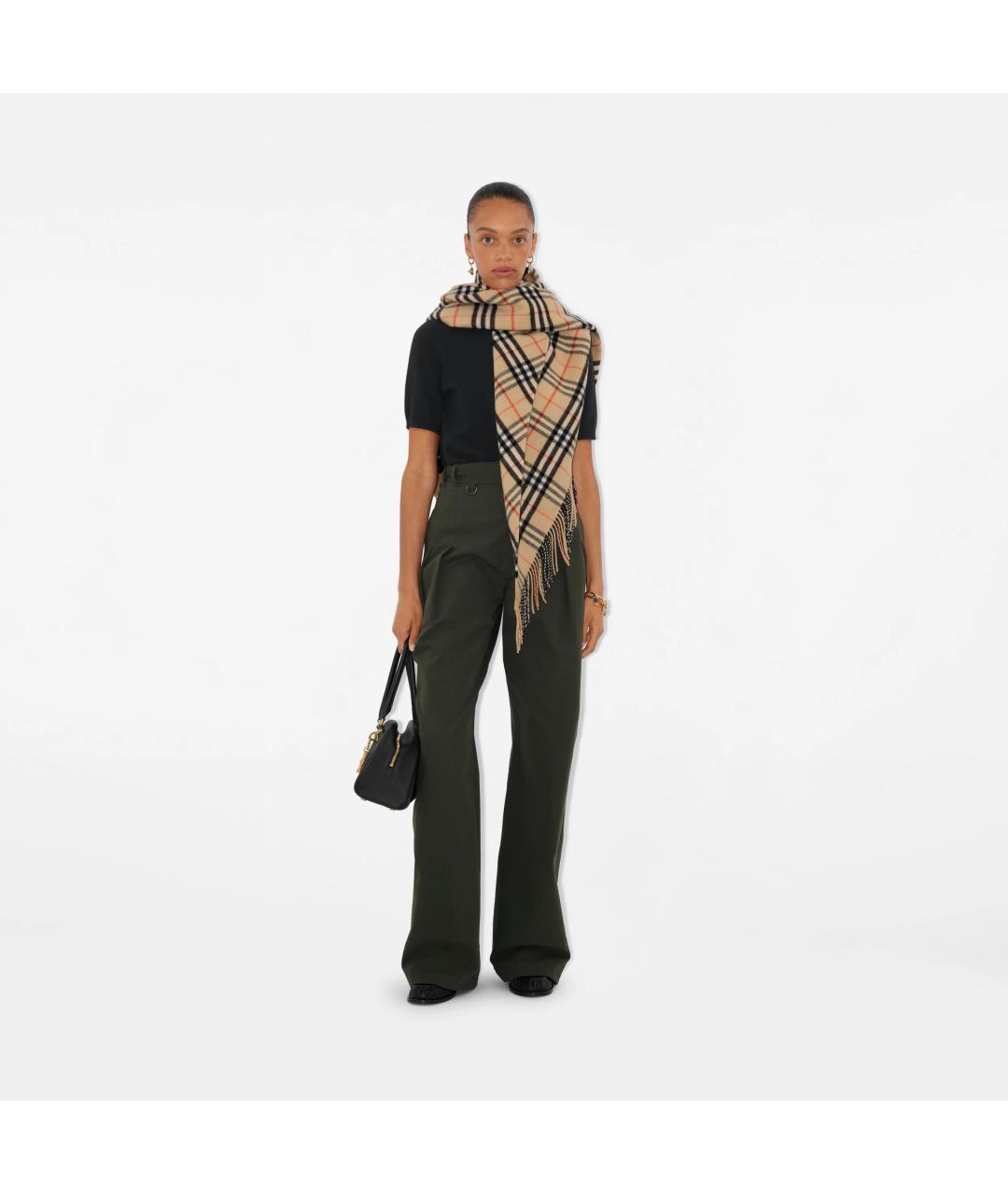 BURBERRY Бежевый шерстяной шарф, фото 2