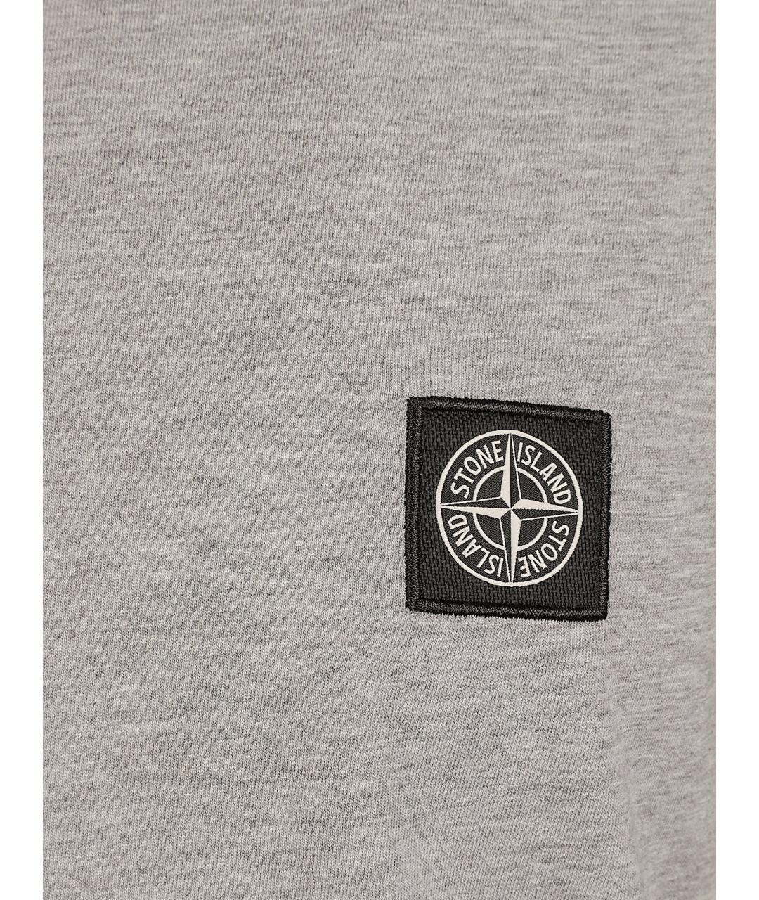 STONE ISLAND Серая хлопковая футболка, фото 2