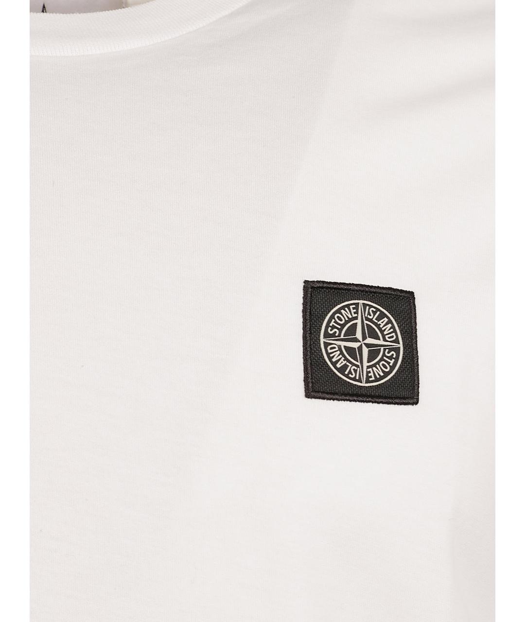 STONE ISLAND Белая хлопковая футболка, фото 2