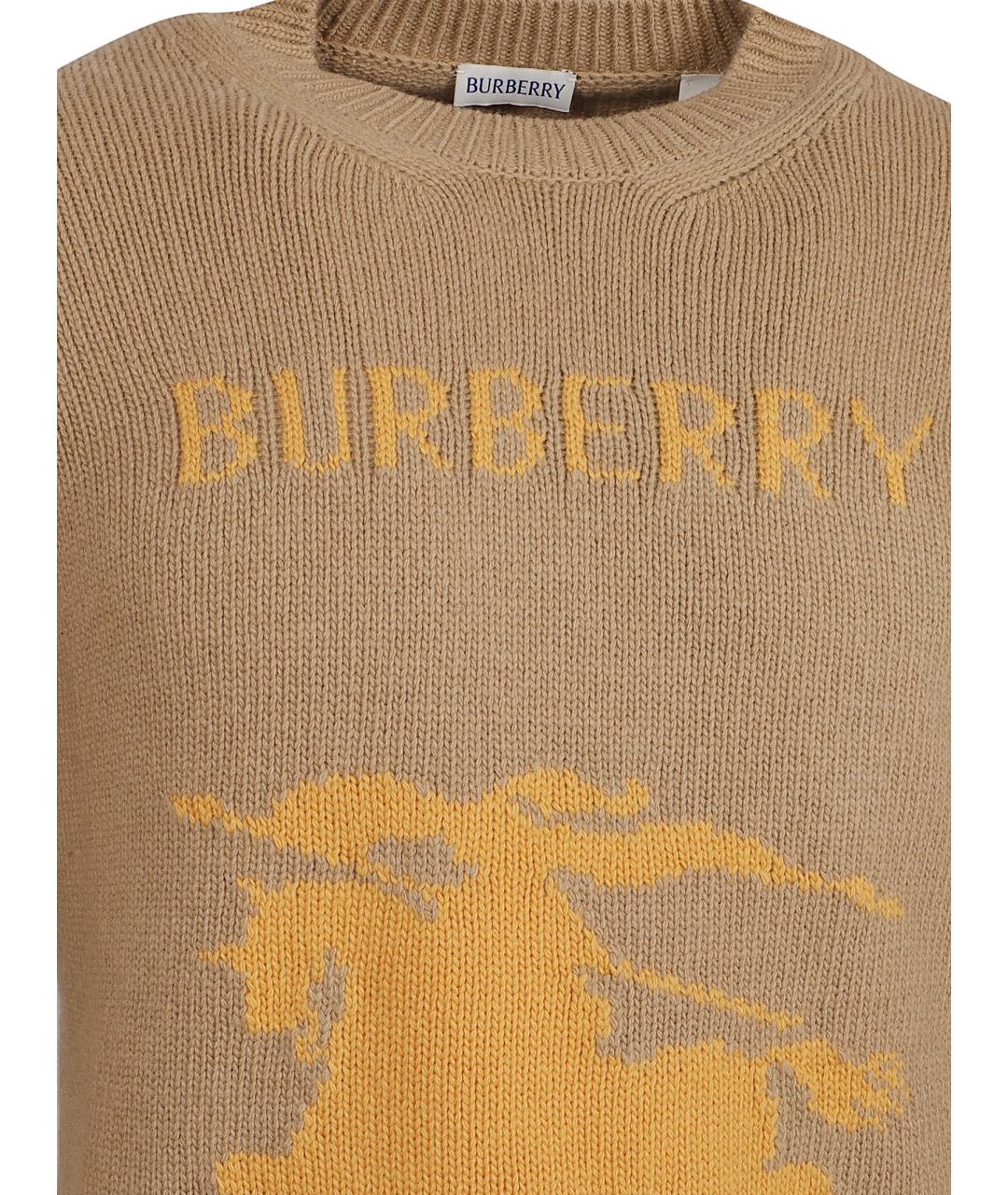 BURBERRY Бежевый шерстяной джемпер / свитер, фото 2