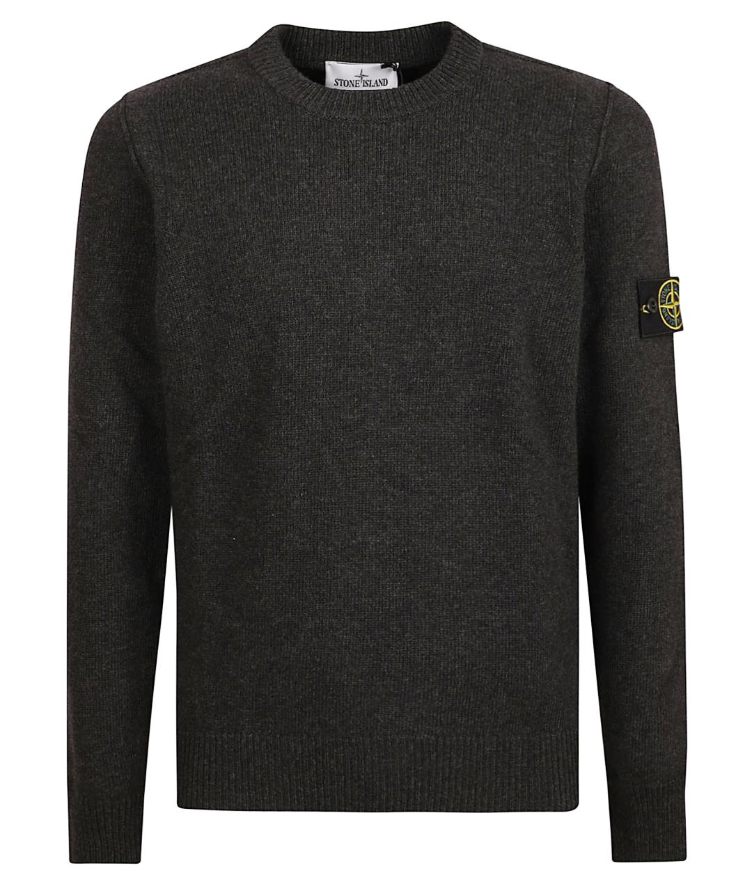 STONE ISLAND Антрацитовый шерстяной джемпер / свитер, фото 1