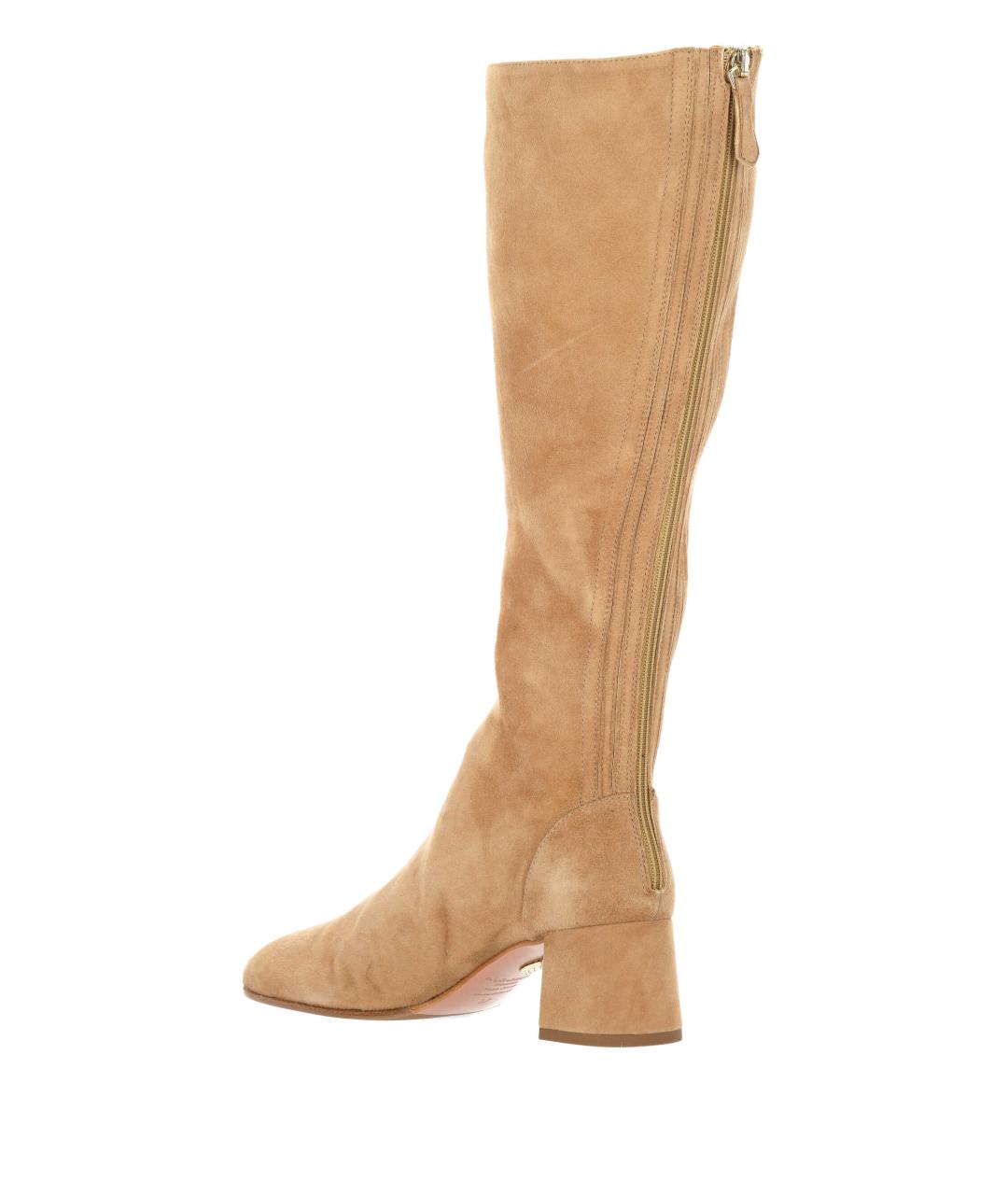 AQUAZZURA Коричневые кожаные сапоги, фото 3