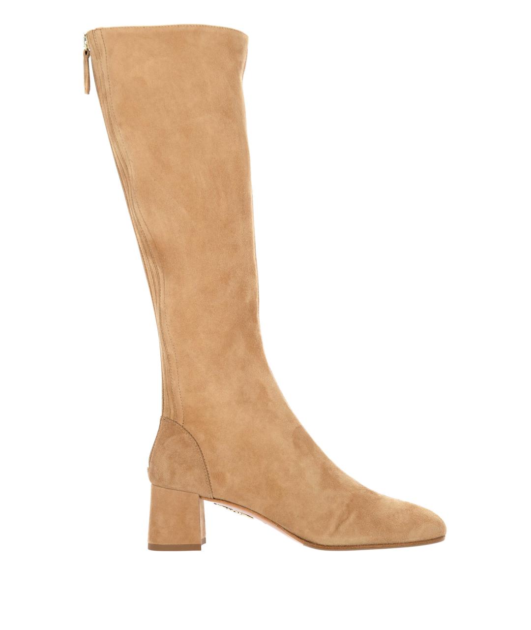 AQUAZZURA Коричневые кожаные сапоги, фото 1