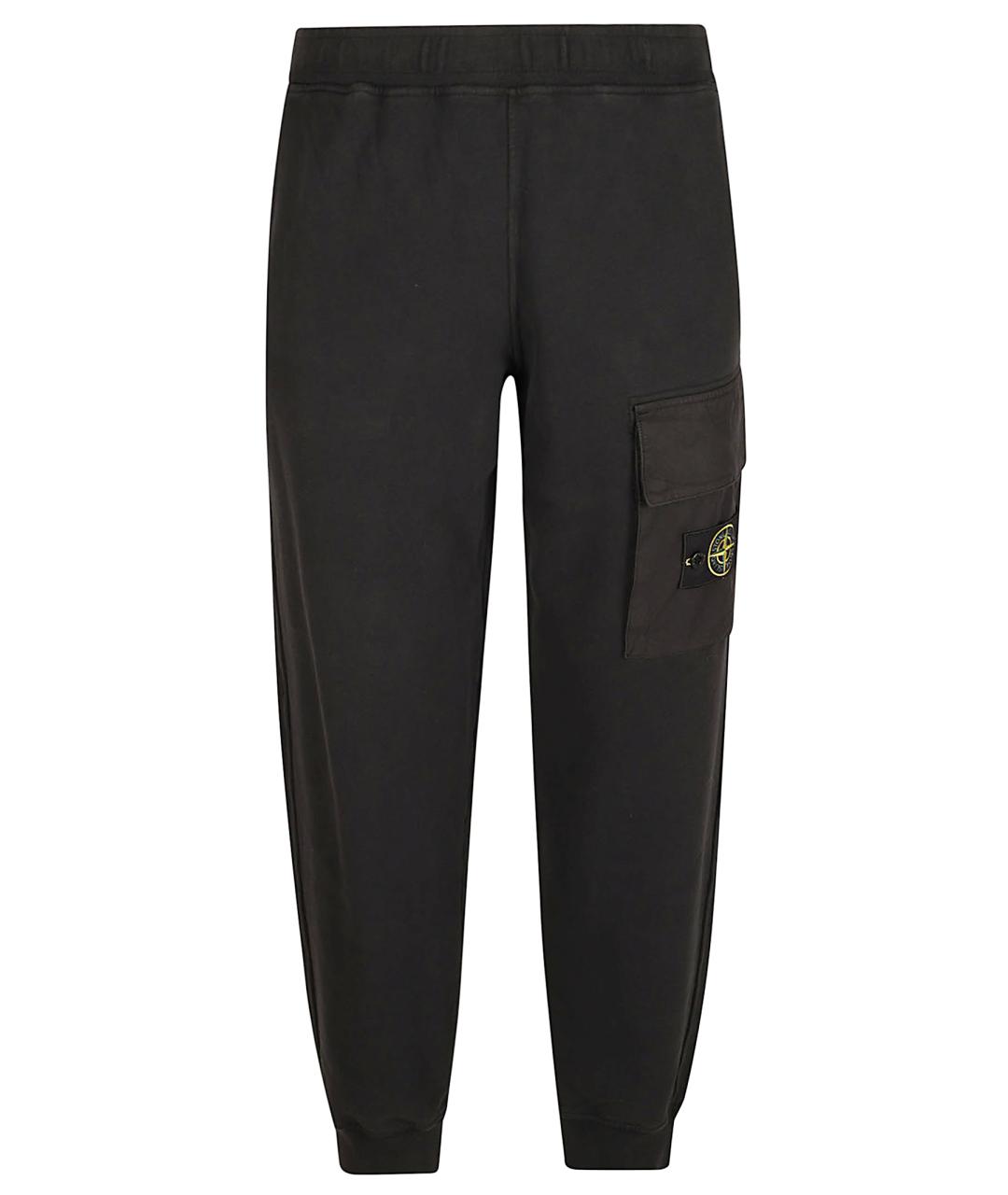 STONE ISLAND Черные хлопковые повседневные брюки, фото 1