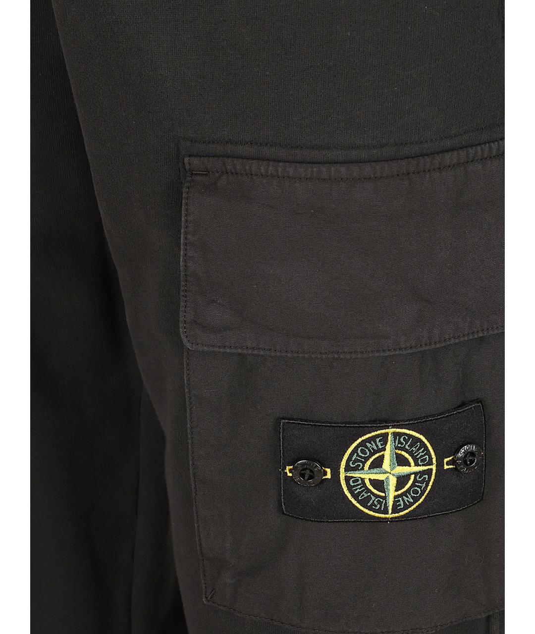 STONE ISLAND Черные хлопковые повседневные брюки, фото 2