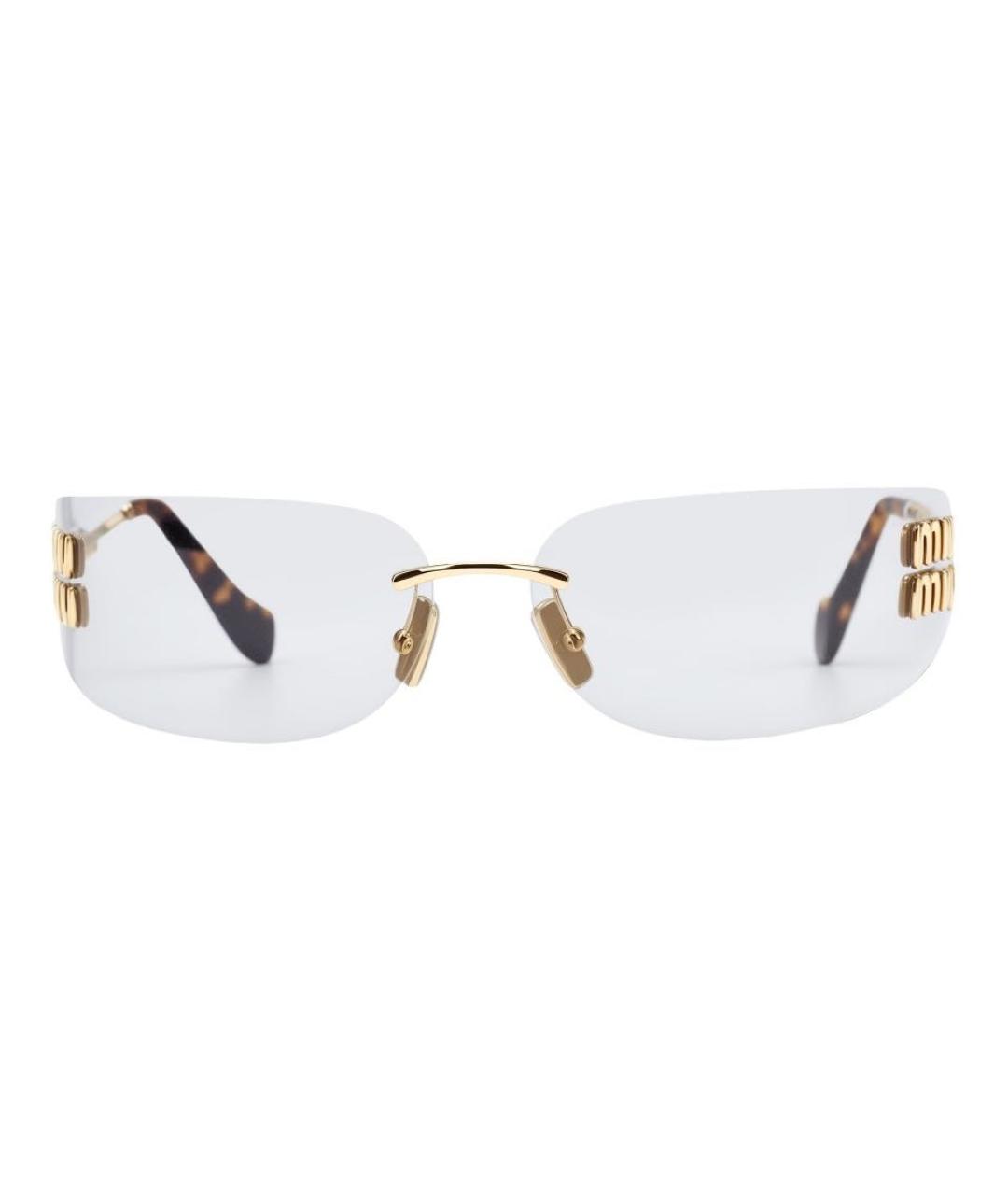 MIU MIU Золотые металлические солнцезащитные очки, фото 2