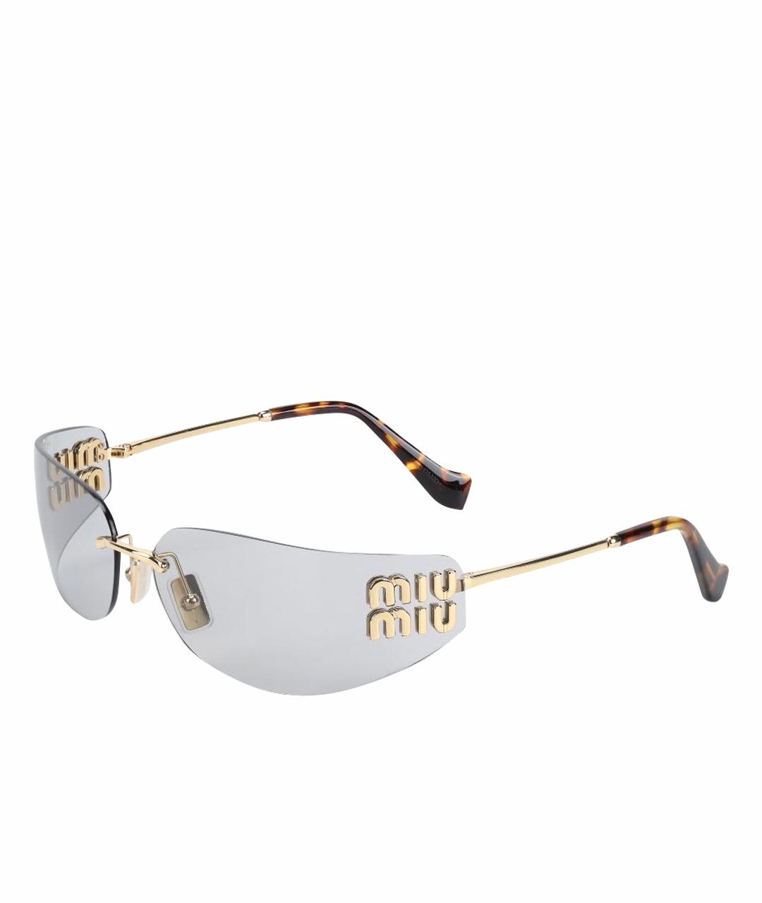 MIU MIU Золотые металлические солнцезащитные очки, фото 1
