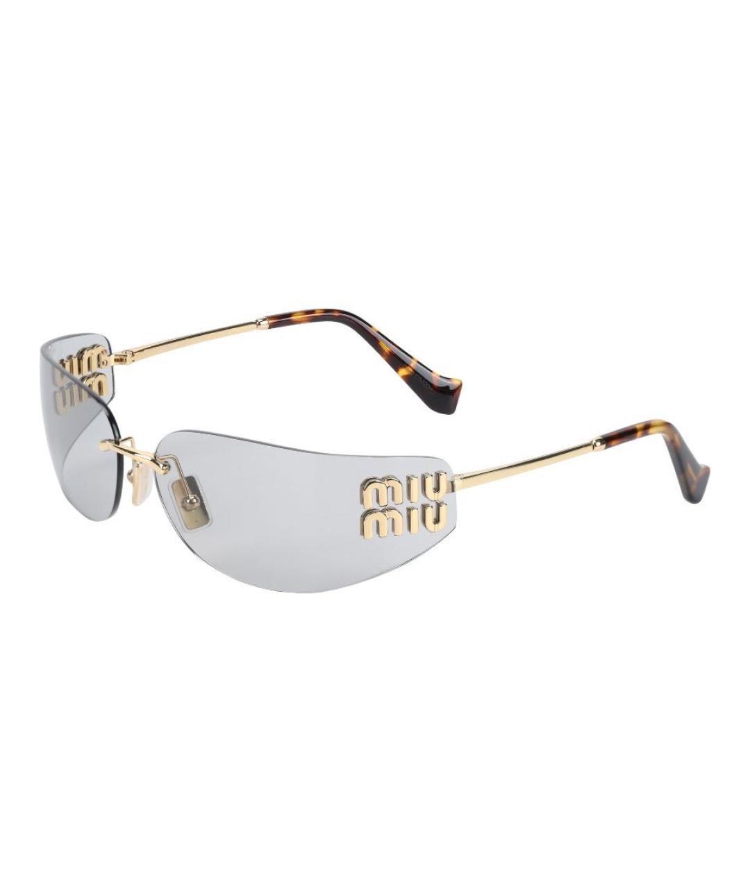 MIU MIU Золотые металлические солнцезащитные очки, фото 4