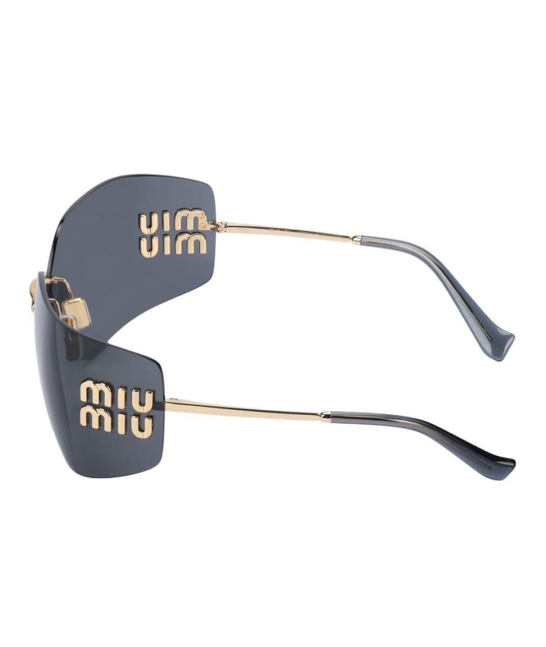 MIU MIU Золотые металлические солнцезащитные очки, фото 3
