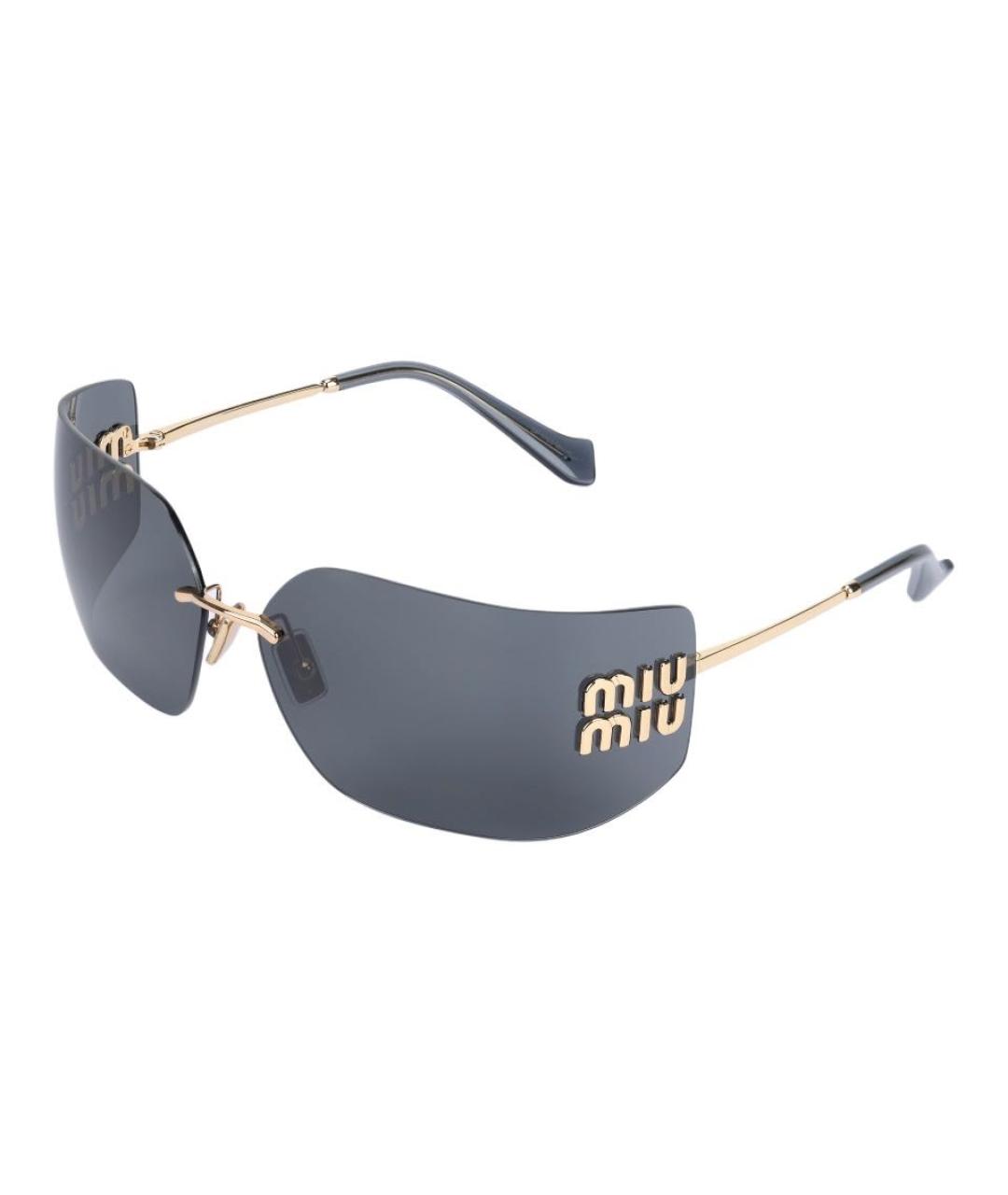 MIU MIU Золотые металлические солнцезащитные очки, фото 4