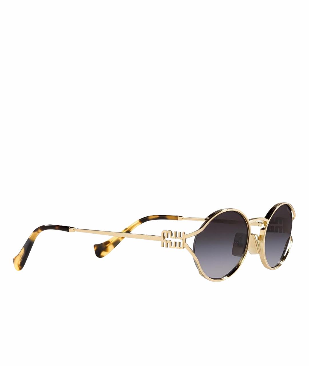 MIU MIU Золотые металлические солнцезащитные очки, фото 1