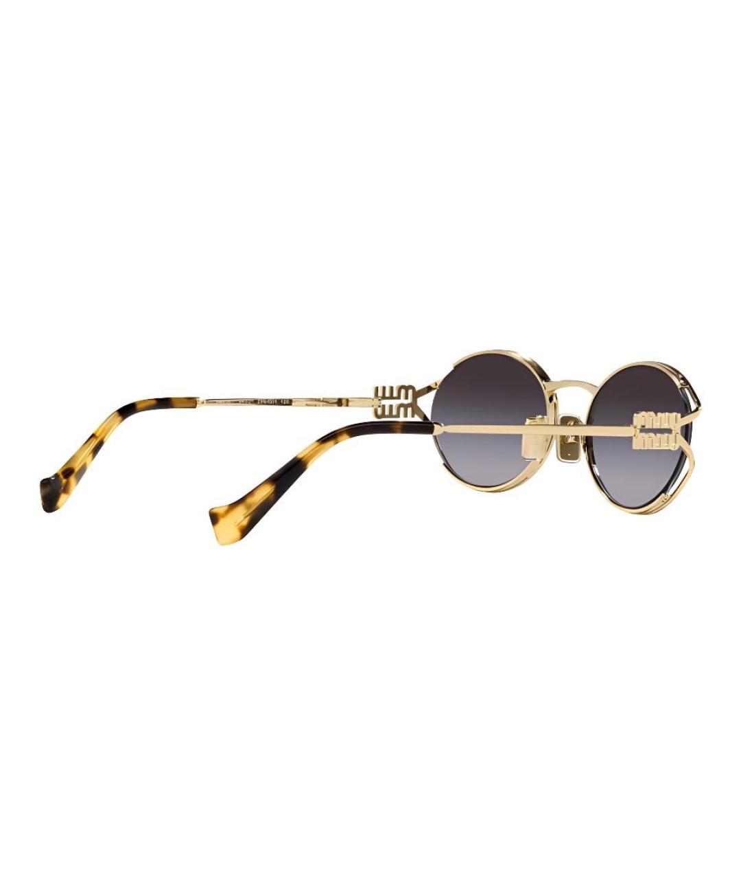 MIU MIU Золотые металлические солнцезащитные очки, фото 4